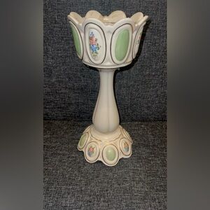 Elegant Cream and Green Decorative Vase